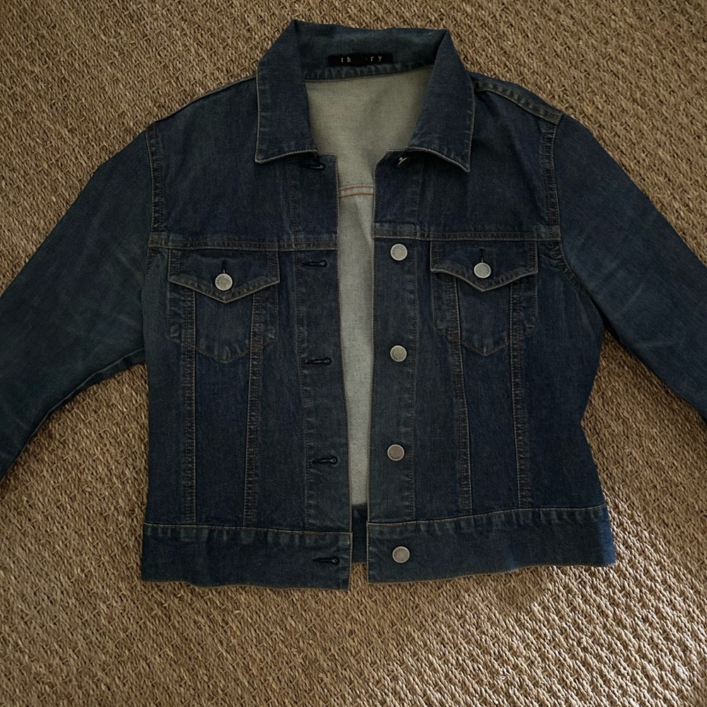 Theory Cropped Denim Jean Jacket